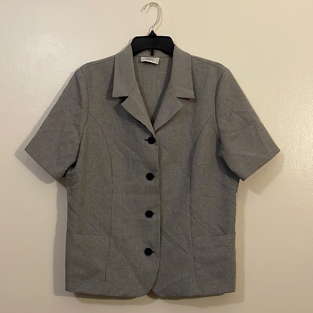 Size 16 Petite Alfred Dunner Houndstooth Button-down Shortsleeved Jacket